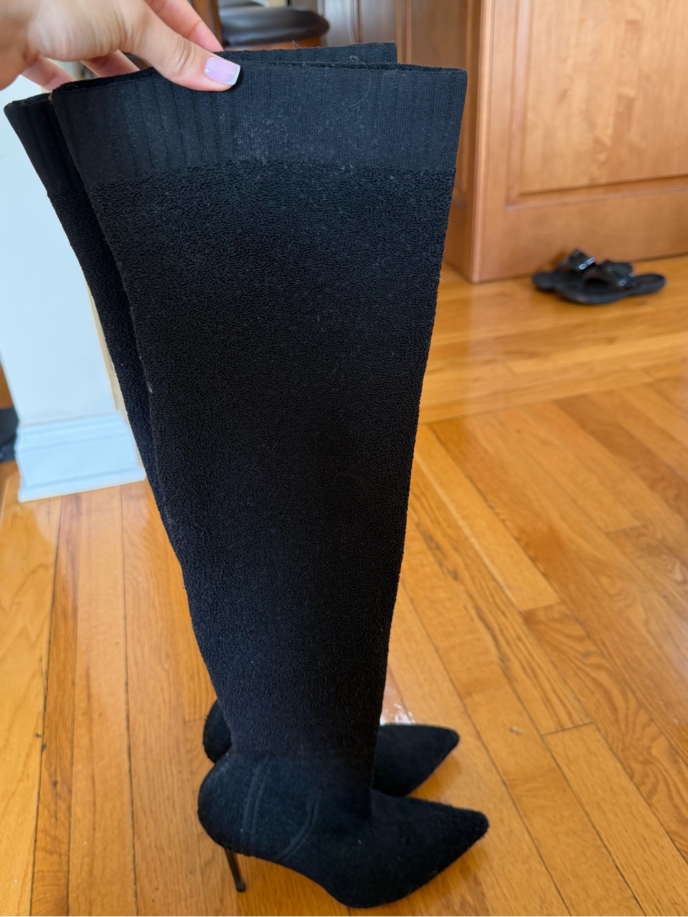 Nordstrom Black Knee-High Stiletto Sock Boots